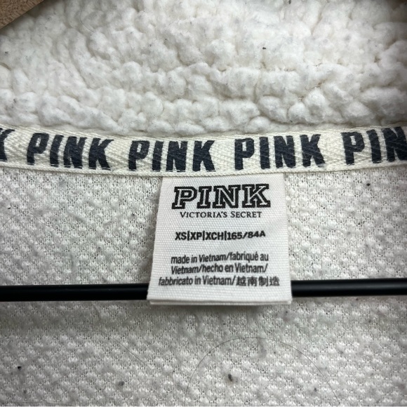 VS PINK White Sherpa Quarter Zip Sweater - Picture 4 of 7